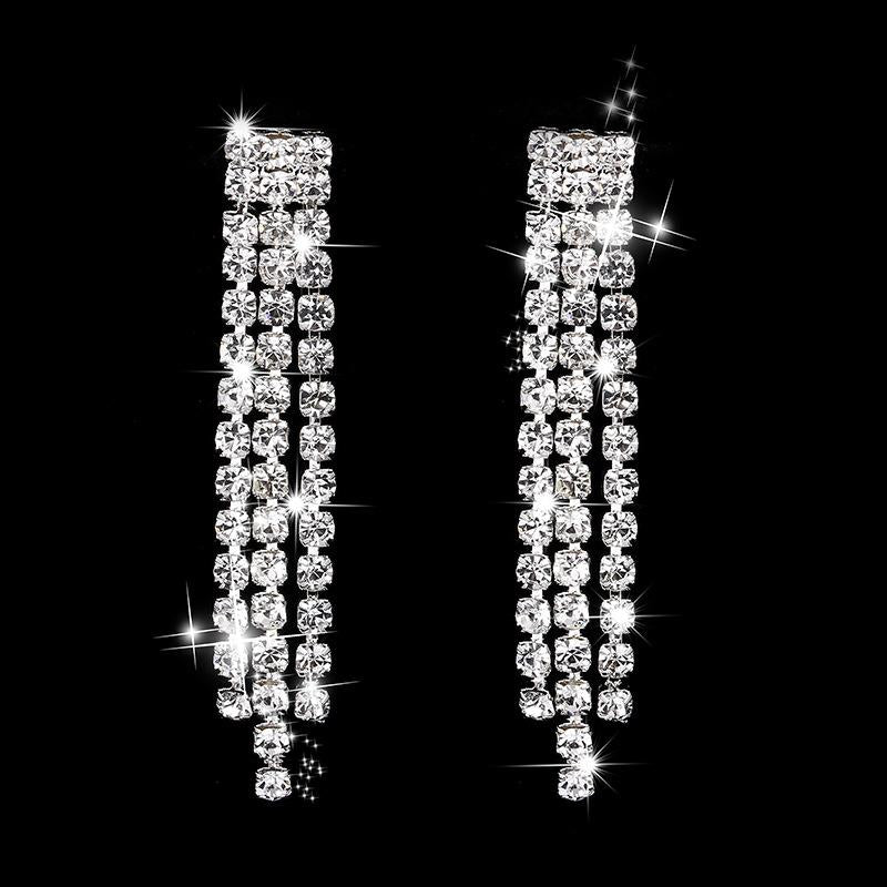 Fashionable Bright Rhinestone Claw Chain Wrapped Necklace and Earrings, Wedding Set