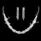 Fashionable Bright Rhinestone Claw Chain Wrapped Necklace and Earrings, Wedding Set
