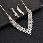 Fashionable Bright Rhinestone Claw Chain Wrapped Necklace and Earrings, Wedding Set